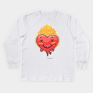 Cute Burning Heart for Valentine's Day Kids Long Sleeve T-Shirt